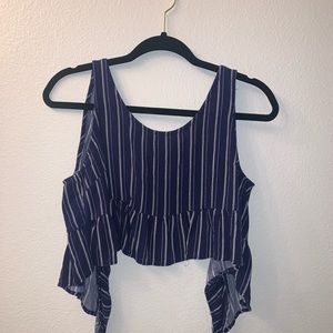 PACSUN LA HEARTS Navy blue stripped tie crop top